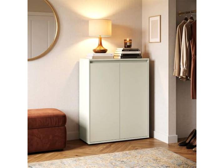Lomadox Wohnzimmer Kommode 75 cm breit in Kaschmir Beige mit 2 Türen