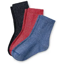 Tchibo - 3 Paar Glitzersocken - Mädchen - Gr. 31-34 - dunkelblau