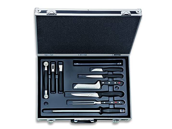 F. DICK Kochkoffer Manhattan 14-teilig (Messer-Set mit Koffer, inkl. Kochmesser + Kochwerkzeug / Zubehör, Küchenmesser Serie ProDynamic, für Profi- und Hobbyköche) 81175000, 49 cm, Schwarz