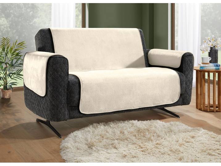 Wohnaccessoires mit Anti-Rutsch-Beschichtung, Creme, Größe 103 (Couchschoner, 100x200 cm)