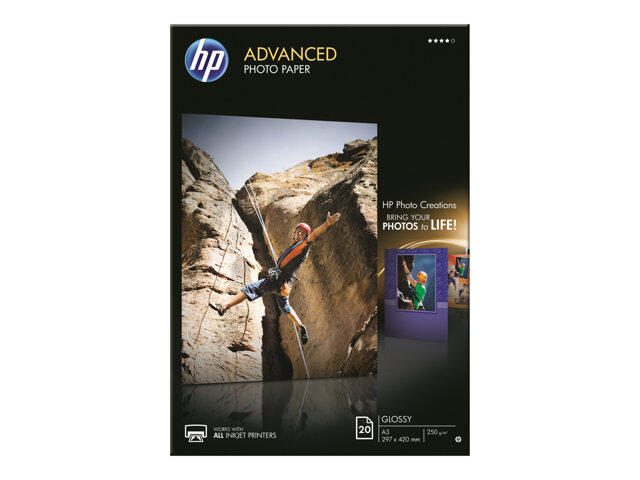 HP Inc. HP Advanced Photo Paper - Fotopapier, glänzend - A3 (297 x 420 mm) - 250 g/m2 - 20 Blatt - Q8697A
