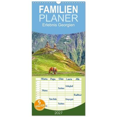 Familienplaner 2027 - Erlebnis Georgien mit 5 Spalten (Wandkalender, 21 x 45 cm) CALVENDO