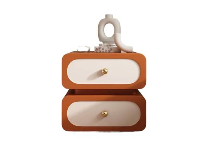 AZHKJKZH Nachttisch Robuster Nachttisch Mit Doppelschubladen, Breite Platte Wohnzimmer Schlafzimmer(Orange,40x40x50cm)