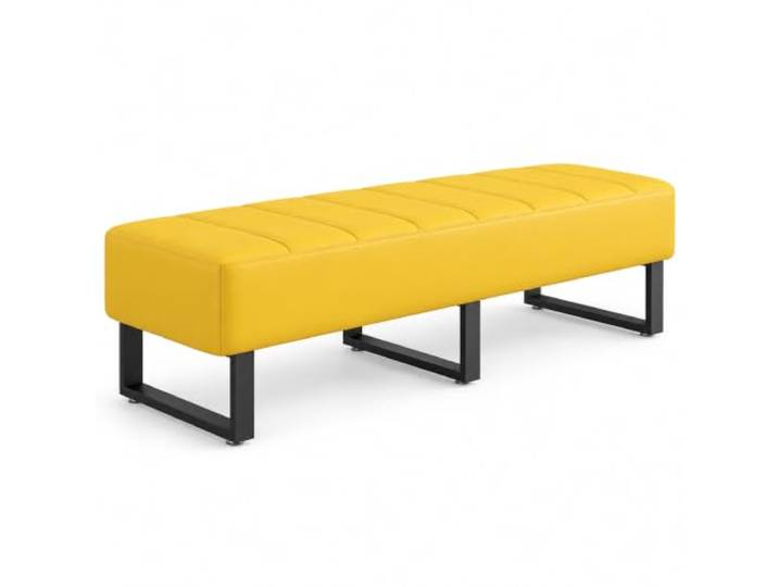JSWHYBD Wartezimmerbank aus Kunstleder, Empfangsbank mit Stahlrahmen Gepolsterte Sitzbank ohne Rückenlehne für Büro, Empfang, Lobby, Hotel, Salon & Wartebereich(Yellow,100cm/39.4in)