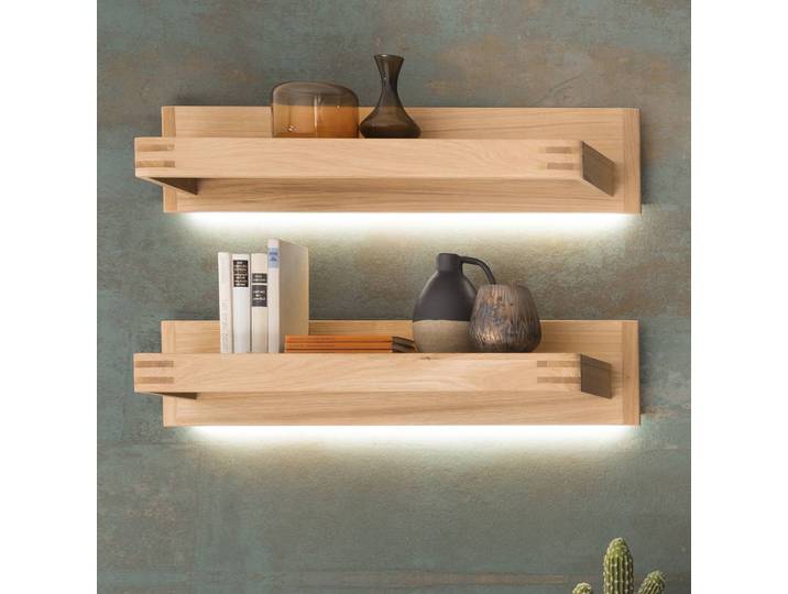 Wandboard I 2er-Set Spanplatte, furniert Braun 90 x 20 x 25cm