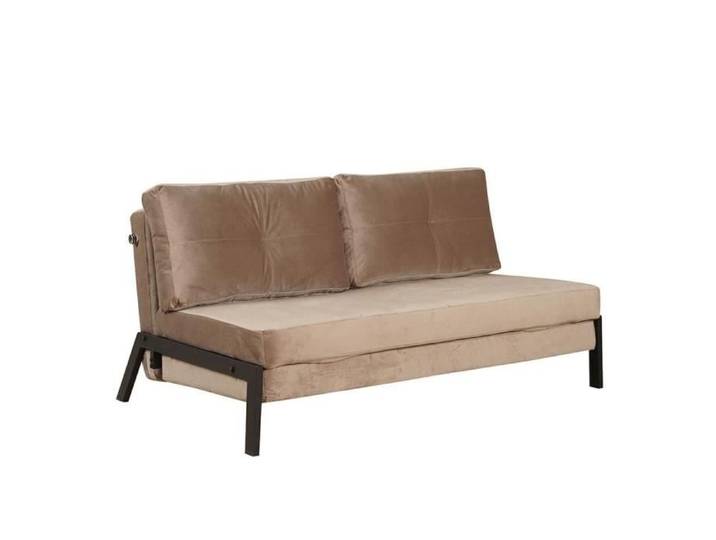 Canapé convertible lit Mikko en velours taupe - Livin24 - 2 places - Tissu - Beige