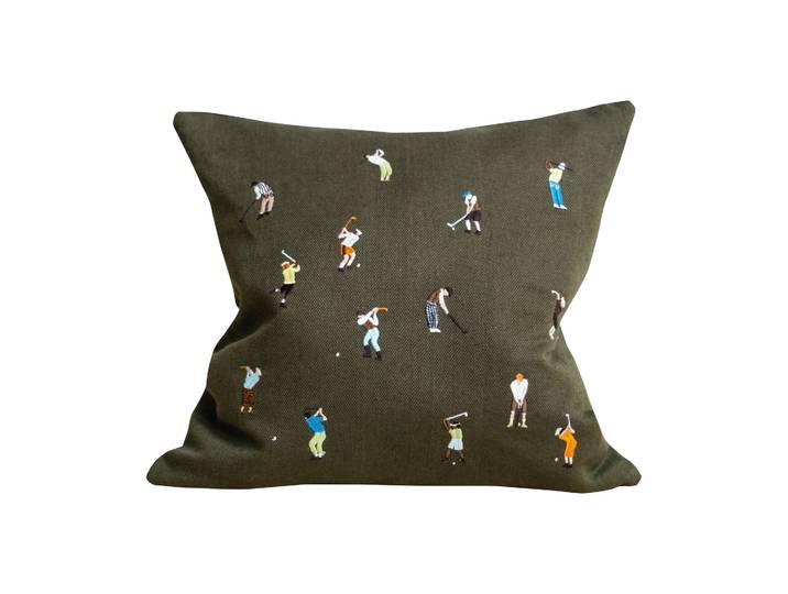Fine Little Day Housse de coussin Golfers 48x48 cm Green