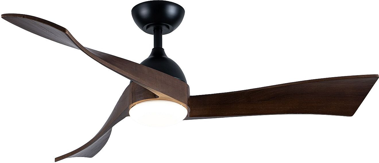 Vente-unique Deckenventilator mit Beleuchtung - B. 132 cm - Paulownia-Holz Naturfarben dunkel - ELVARA
