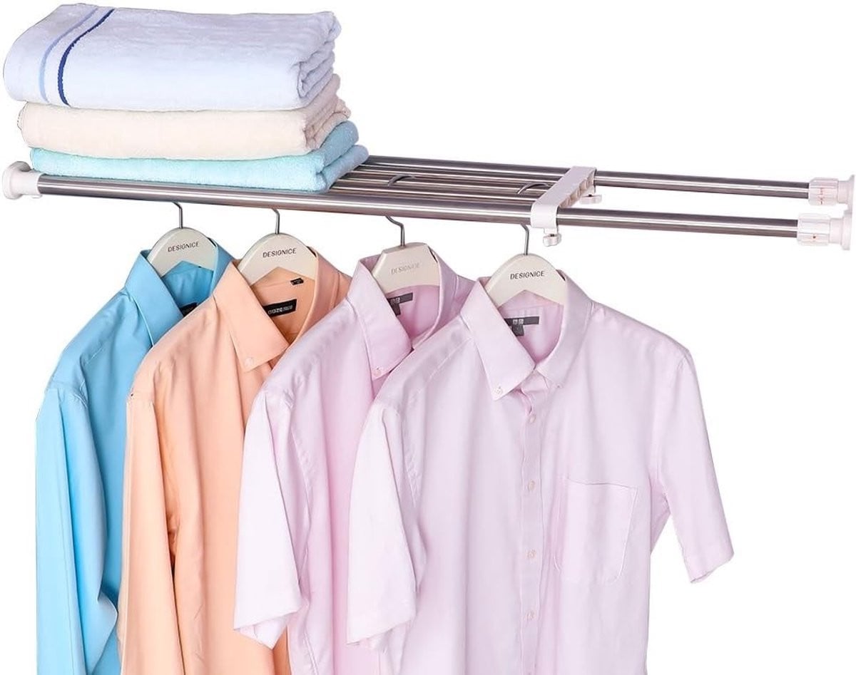 Verstelbare Tension Shelf voor Kasten - Opbergrekken en Organizers voor Kleding, Badkamer en Kasten met Scheidingswanden