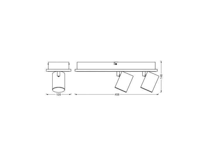 OSRAM LED-Deckenstrahler MARS CLICK-SELECT, 2 Spots, schwarz CLICK-SELECT, schwarz, für Wohn- / Esszimmer, Metall, Modern