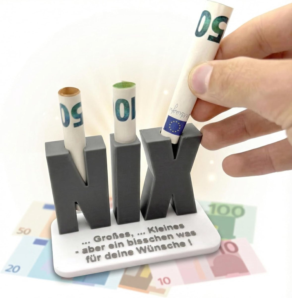 Creatieve letters met uitsparing voor bankbiljetten als uniek geldcadeau
