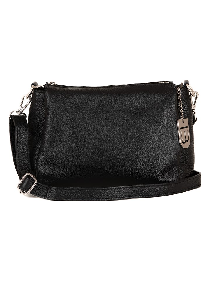 Lucca Baldi Leder-Umhängetasche "Melfi" in Schwarz - (B)26 x (H)19 x (T)9 cm - onesize
