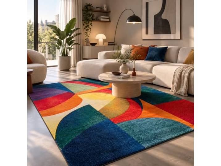Pergamon Tapis Design Maui Moderne Vert pétrole - Tapis Moderne avec découpe en Contour et Motif Tendance - Parfait pour Le Salon\, la Salle à Manger