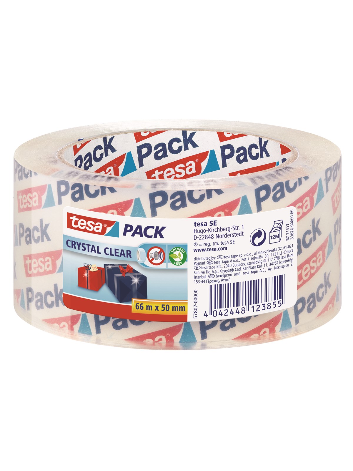 tesa pack Crystal Clear Packaging Tape 66m x 50mm Transparent