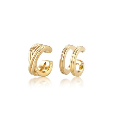 Paar Ohrhaken ELLI "Earcuff ohne Stein 925 Sterling Silber", gold, Ohrringe, Damen, onesize, ohne Stein, Silber 925 (Sterlingsilber)