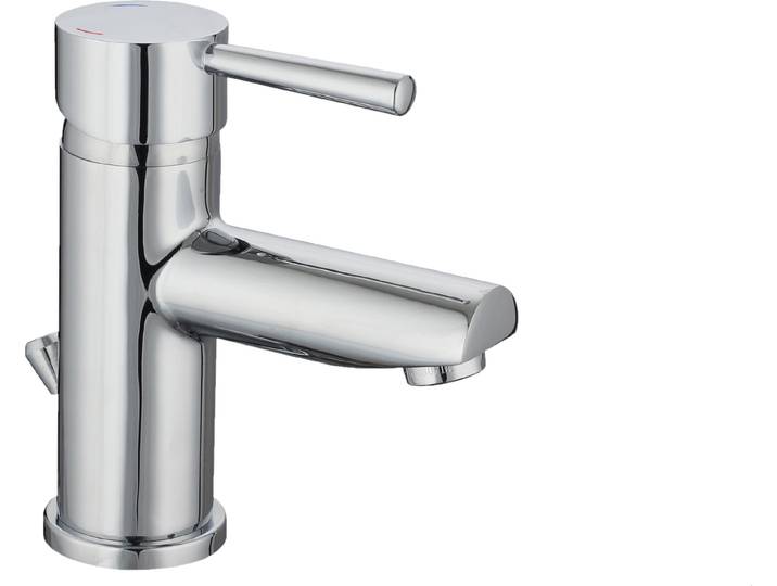 SCHÜTTE UNICORN Waschtischarmatur mit Zugstange, Wasserhahn Bad mit Ablaufgarnitur, Chrom
