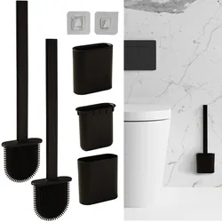 WC-Bürste (2er-Set) mit Silikonborsten & Halter – Toilettenbürste zum Aufstellen oder zur Wandmontage – Effizient & hygienisch