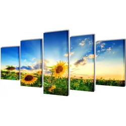 vidaXL Bilder Dekoration Set Sonnenblumen 200 x 100 cm