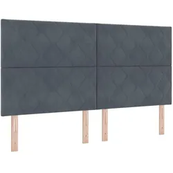 vidaXL, Boxspringbett, Boxspringbett Mit Matratze & Led Samt Dunkelgrau (180 x 200 cm)