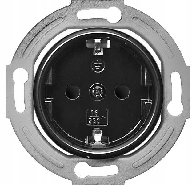 TG ELECTRO RETRO Enkele Schuko stopcontact, zwart, industriële stijl