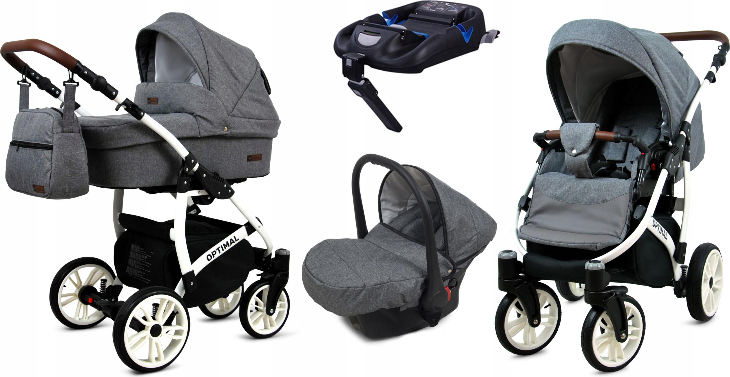 BabyLux Optimal | 4in1 Kinderwagen Set | Grey Flex | Kombikinderwagen | Kinderwagenset