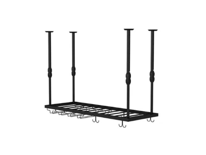 Failjierue Schmiedeeisernes Deckenbar-Weinregal in Schwarz Retro schwebender Kelchhalter aus Metall, Flaschenregal für Küche, Bar, Restaurant, Keller(Style 2,L100xW30cm)