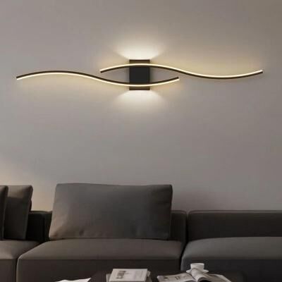 Uplifted Goods Modern Minimalist LED Wall Light Up And Down Indoor Lamp black 80cm three Color Light