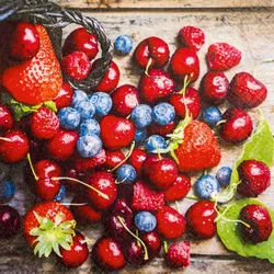 Home Fashion, Tasty Berries, Cocktail-Servietten aufgefaltetes Maß 25 cm x 25 cm, im Viertelfalz, 20 Stück pro Pack