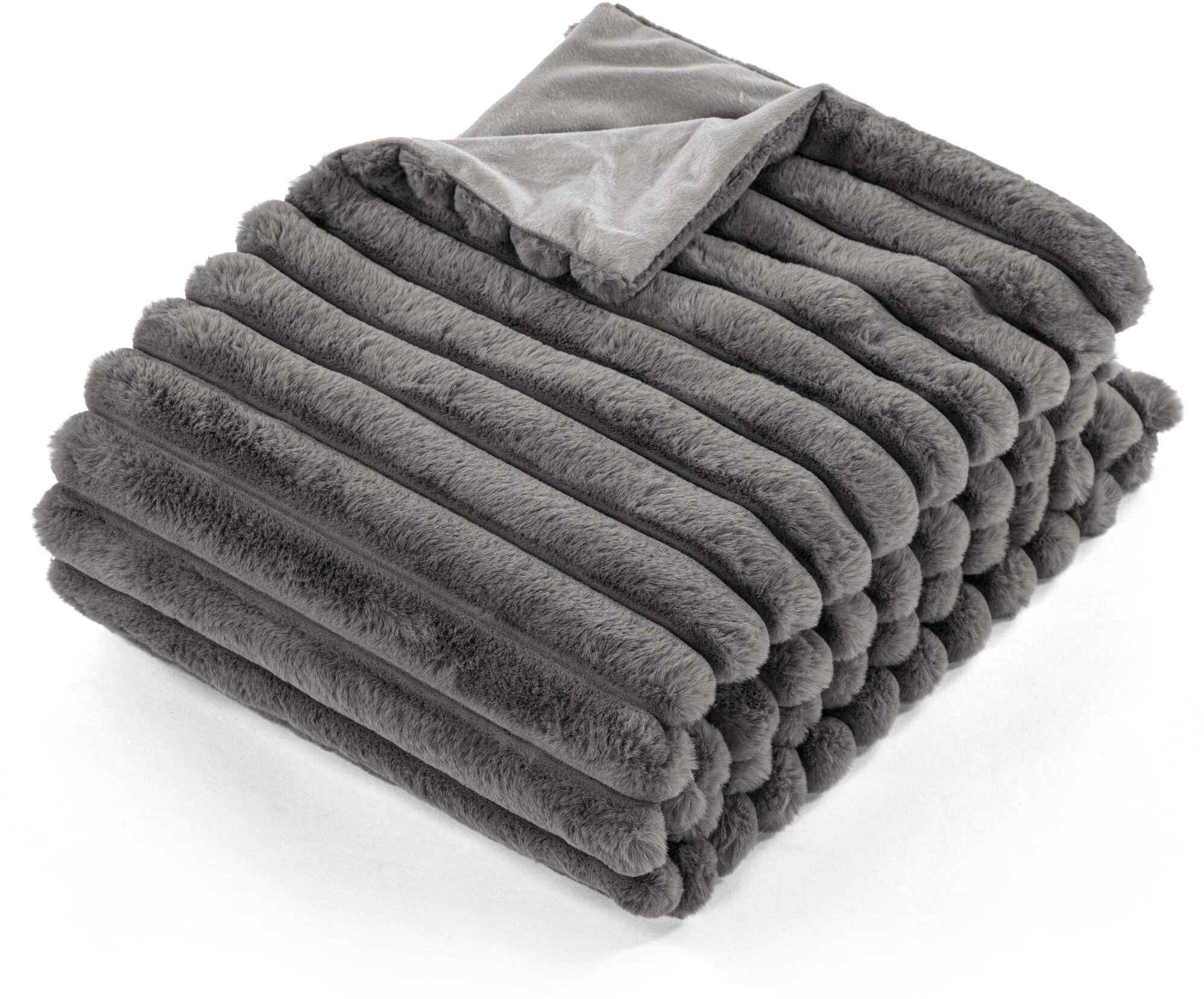 Wohndecke "Tiseco Rabbit Stripe 130 x 170 cm", grau, B:130cm L:170cm, Polyester, Wohndecken, Wohndecke grau B/L: 130cm x 170cm