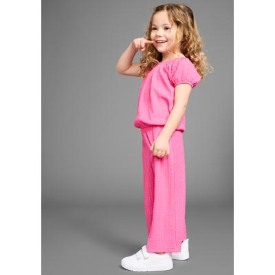 Shirt & Hose KIDSWORLD "Set: Carmen-Top + Hose", Mädchen, Gr. 92, pink, Obermaterial: 98% Polyester, 2% Elasthan, unifarben, KOB Set-Artikel, Ganzes Outfit: Shirt mit Raglanärmeln und Hose