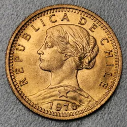Goldmünze 20 Pesos "Liberty" 1926-1980 (Chile)