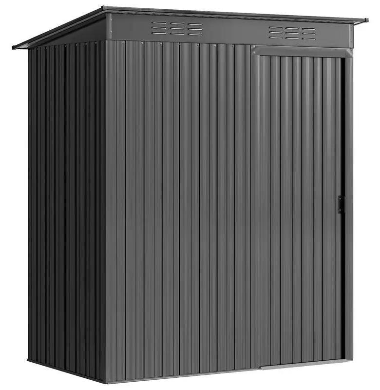 Metall Geräteschuppen - Gartenhaus 1,37 m² - Wasserdicht - Schiebetür - Satteldach - Belüftet - Armeegrün