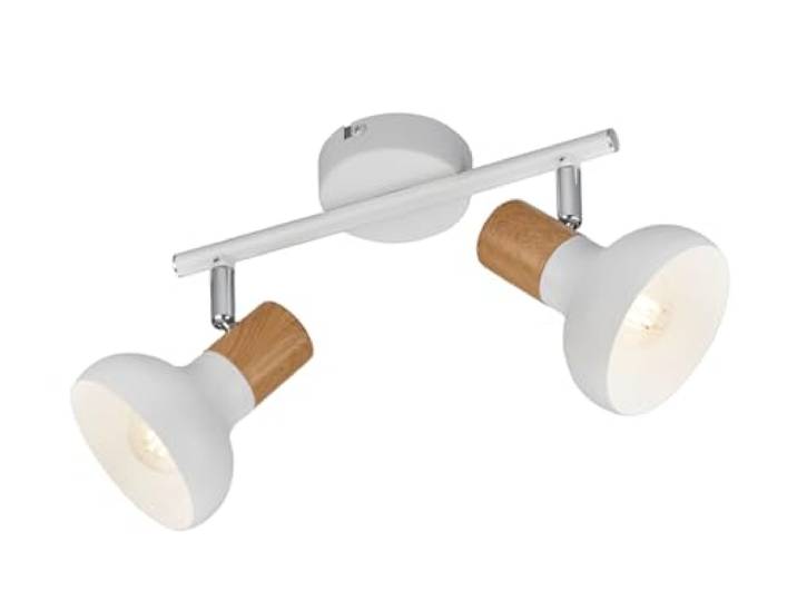 Reality Leuchten Applique murale Latika R81522031\, métal blanc mat\, bois synthétique\, excl. 2x E14