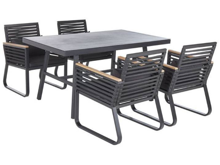 Ensemble de jardin 4 places en aluminium noir CANETTO
