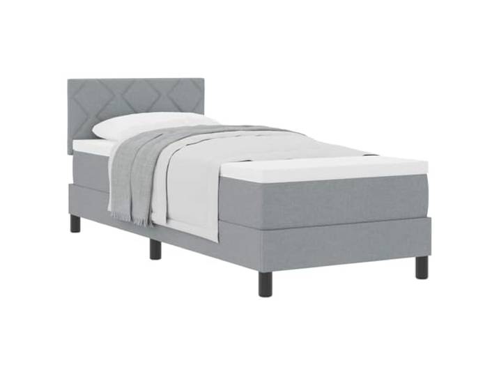 KKgypkn Boxspringbett mit verstellbarem Kopfteil Hellgrau 80 x 200 cm Stoff – Modernes Design mit manuell verstellbarem Kopfteil, atmungsaktivem Stoffbezug und Taschenfedermatratze