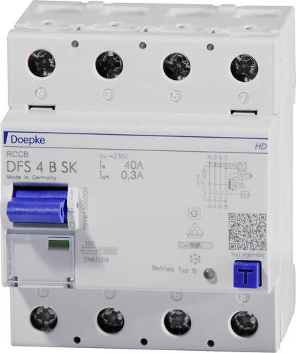 Doepke 09136998HD DFS 4 040-4/0,30-B SK HD 4polig 40A FI-Schutzschalter B 4polig 40A 0.3A 230 V, 400V