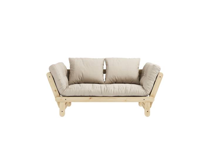 Banquette ajustable BEAT en pin massif naturel matelas écru inclus 75x200