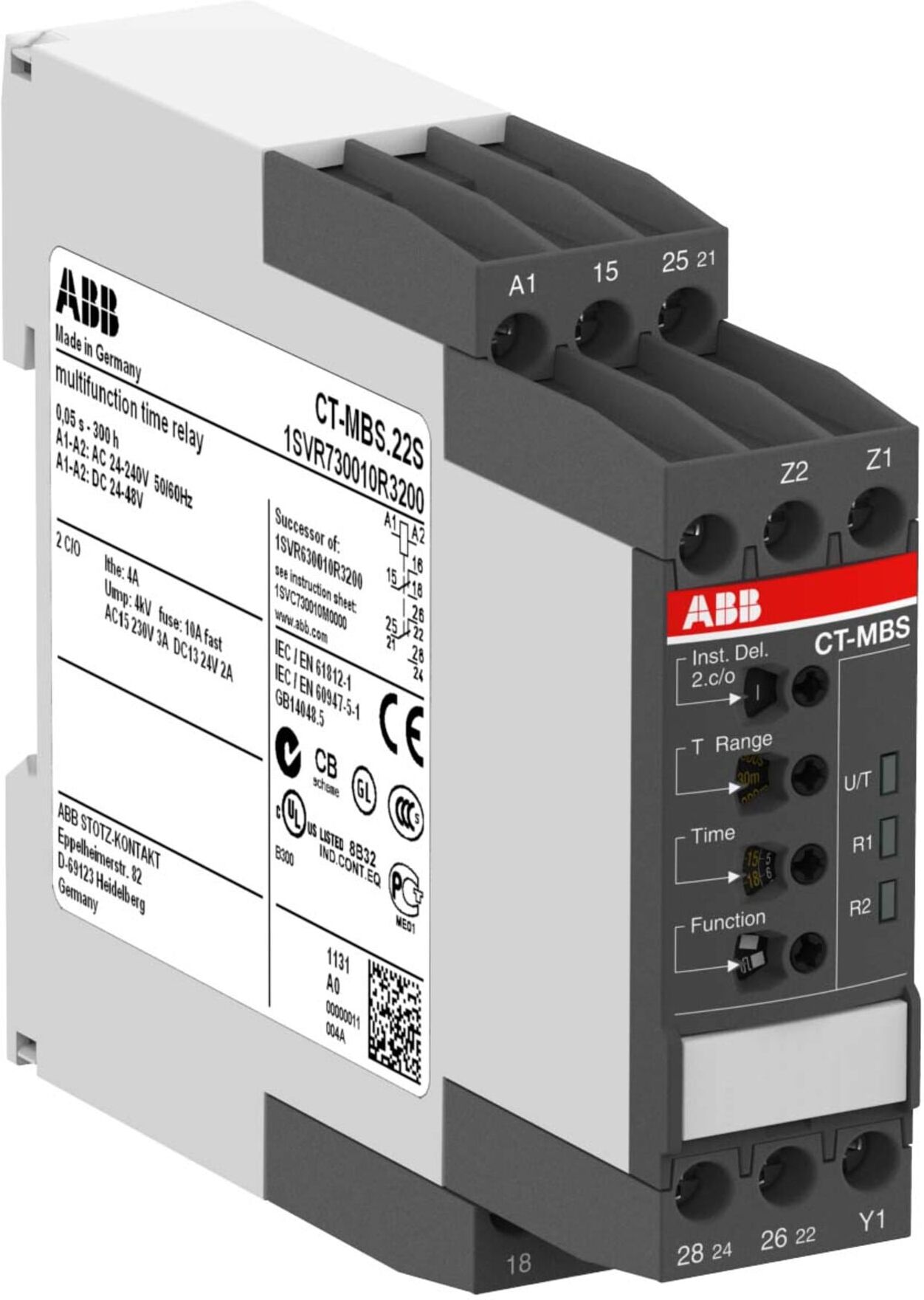 ABB Stotz S&J; Multifunktionzeitrelais 24-48VDC 24-240VAC CT-MBS.22S (1SVR730010R3200)