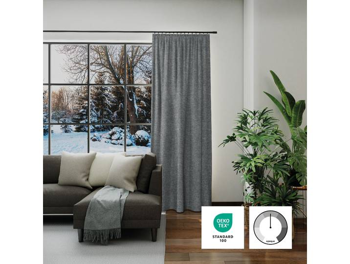 Vorhang NEUTEX FOR YOU Inuit Gr. 1, grau (asphalt), B:145cm H:245cm, Polyacryl, Polyester, Gardinen, Vorhang, Uni mit Samtoptik