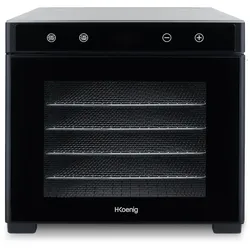 H.Koenig DSY900 Dörrgerät, Obst, Gemüse, Kräuter, 6 herausnehmbare Trocknerplatten, variable Thermostat von 35 ° bis 75 °C, Touchscreen, 650 W