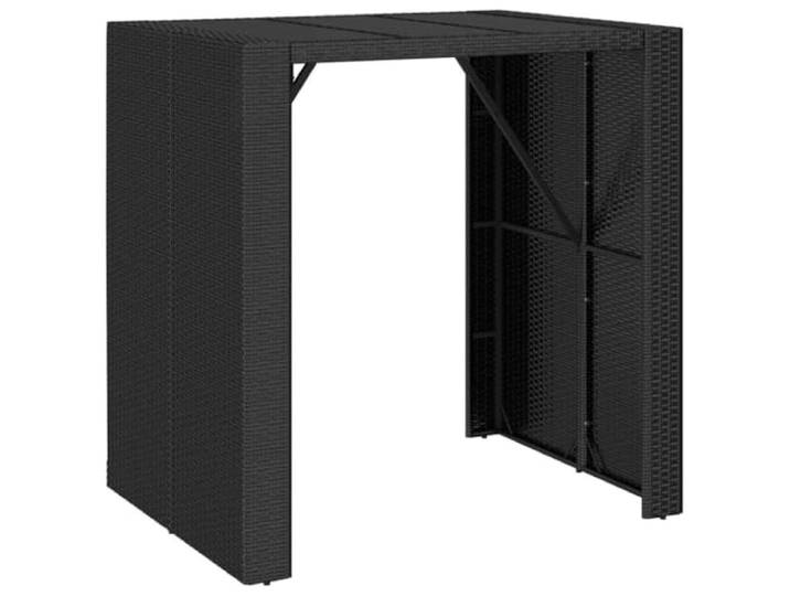 HBBMGYD Bartisch, Garten, Polyratan, Hartglas, 105 x 80 x 110 cm, Schwarz Geflochtenes Kunstharz, wasserdicht, pulverbeschichteter Stahl, für Terrasse, Terrasse, einfache Pflege, Anleitung