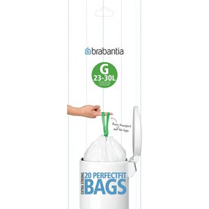 Brabantia Müllbeutel Perfectfit G, 23-30 Liter, mit Zugband, weiß, 20 Stück