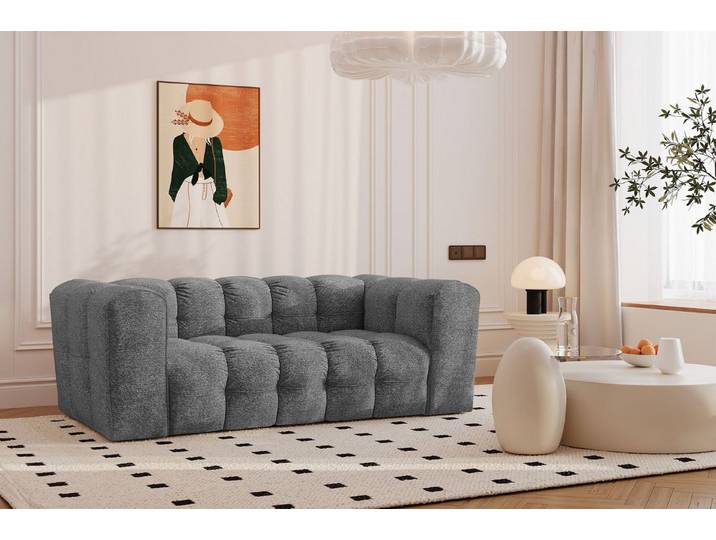 Kaiser Möbel 2-Sitzer Sofa Komfort Couch BALOO, stoff Schenille & Bouclé, freistehend platzierbar, modernes Stepp-Design