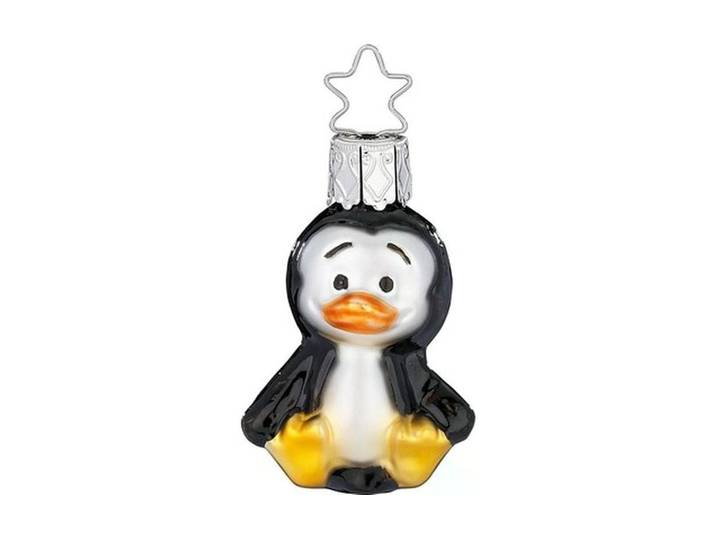 Weihnachtsbaumkugel INGE-GLAS Peter Pinguin 5,5 cm , schwarz (schwarz, weiß), H:5,5cm, Glas, Weihnachtsbaumkugeln, Weihnachtsbaumkugel