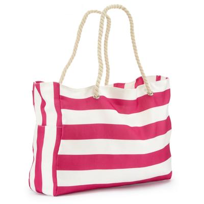 Shopper VIVANCE "Strandtasche, Handtasche", Damen, Gr. B/H/T: 52cm x 37cm x 18cm, pink (weiß, pink), Textil, gestreift, mehrfarbig, Taschen Shopper, Schultertasche, Sommertasche, Tragetasche, Badetasche VEGAN