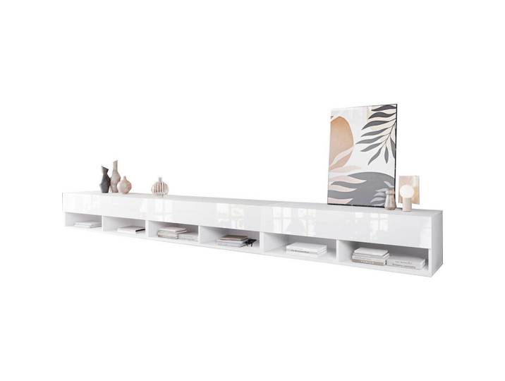 P & B Lowboard, Weiss, Weiss Hochglanz, Kunststoff, 300x30x31 cm, Fsc, stehend, hängend, Wohnzimmer, TV Möbel, Lowboards, Lowboards stehend