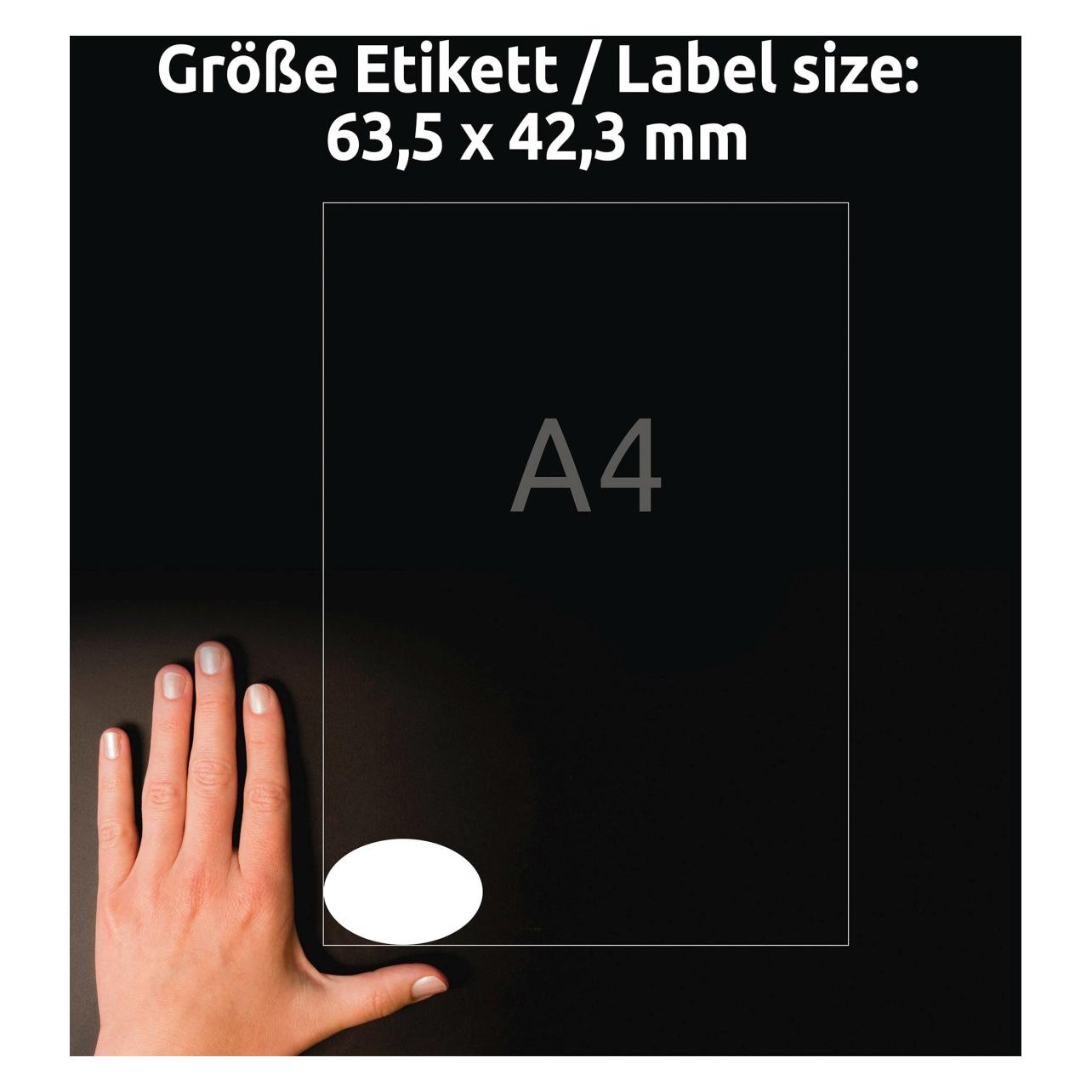 Avery Zweckform Kennzeichnungs-Etiketten, oval, 63,5x42,3 mm dunkelgrau, permanent, unbehandeltes Papier (6242-10)