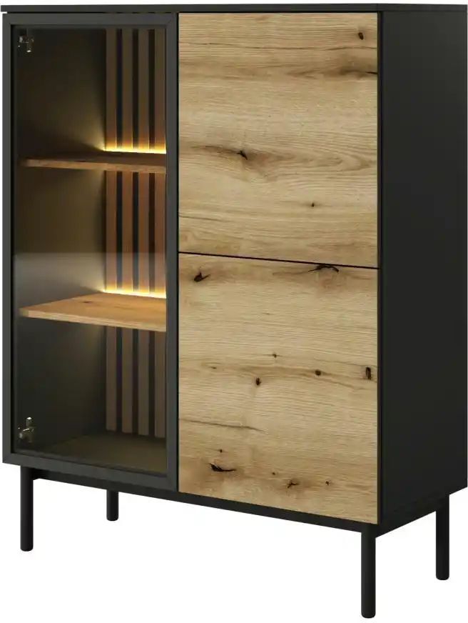 Höffner Vitrine   ¦ schwarz ¦ Maße (cm): B: 100 H: 125