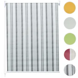 Rollo HWC-D52, Fensterrollo Seitenzugrollo Jalousie, 110x160cm Sonnenschutz Verdunkelung blickdicht ~ grau/weiß