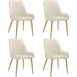 tectake Polsterstuhl Avane, Samtoptik, Belastbarkeit 120 kg - 4er Set beige